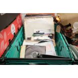 Crate of various records and LPs