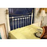 Modern metal white coloured double bed frame with mattress