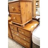 Modern pine chest of 2 over 2 drawers with single 2 drawer bedside