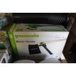 (1037) Boxed Greenworks battery powered leaf blower