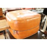 Orange leather pouffe *Collector's Item: Sold in accordance with our Soft Furnishing Policy*