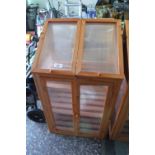 Wooden 2 tier miniature greenhouse with 2 doors over 2 lower doors