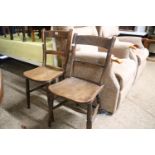 (2140) 2 dark oak dining chairs