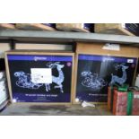 2 boxed 1m pre lit acrylic reindeer and sledge