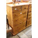 Modern pine chest of 2 over 4 drawers