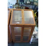 Wooden 2 tier miniature greenhouse with 2 doors over 2 lower doors