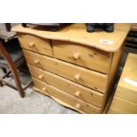 Modern pine chest of 2 over 3 drawers