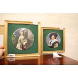 Pair of framed 'Old Masters' tiles, 'The Laughing Cavalier' and 'The Mystery Lady'