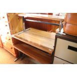 Wood effect and chrome refectory table with 2 matching nesting benches