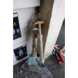Selection of Moulton Mill garden tools incl. spade, fork, hoe, half moon and rake