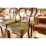 (2073) Set of 4 mahogany framed balloon back dining chairs