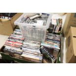 3 boxes of DVDs and small box of CDs