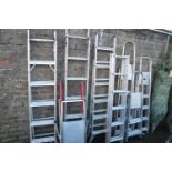 (1115) Large selection of various sized aluminium stepladders