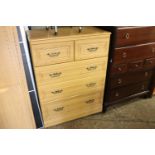 Modern pine effect chest of 2 over 3 drawers
