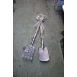 Moulton Mill digging fork with matching Moulton Mill digging spade