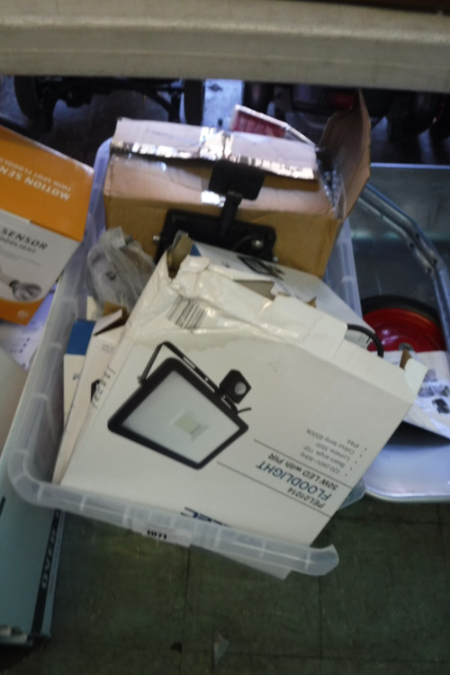 Box containing mixed size LED floodlights