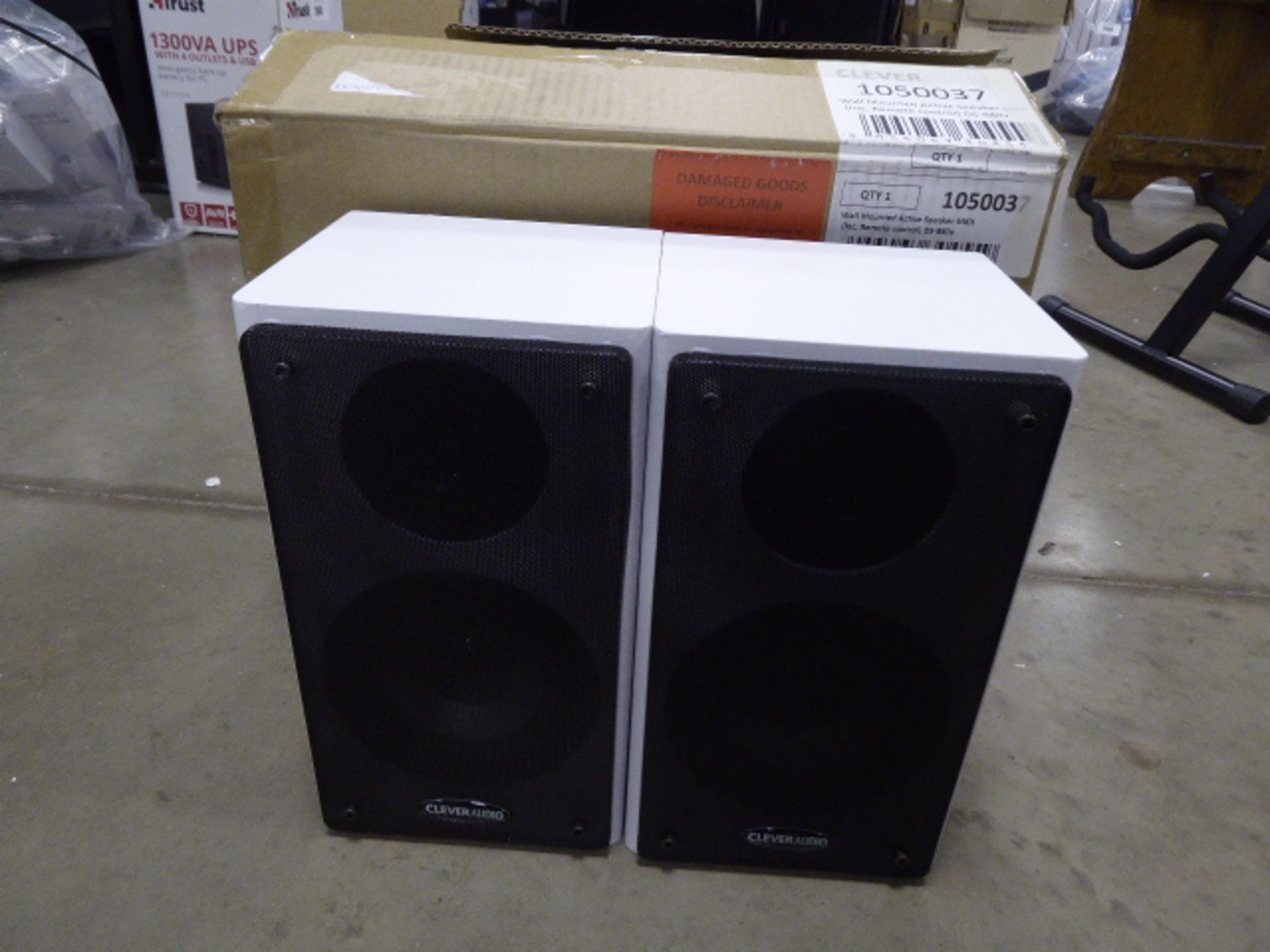 Box pair of klevot audio monitor powered speakers in box