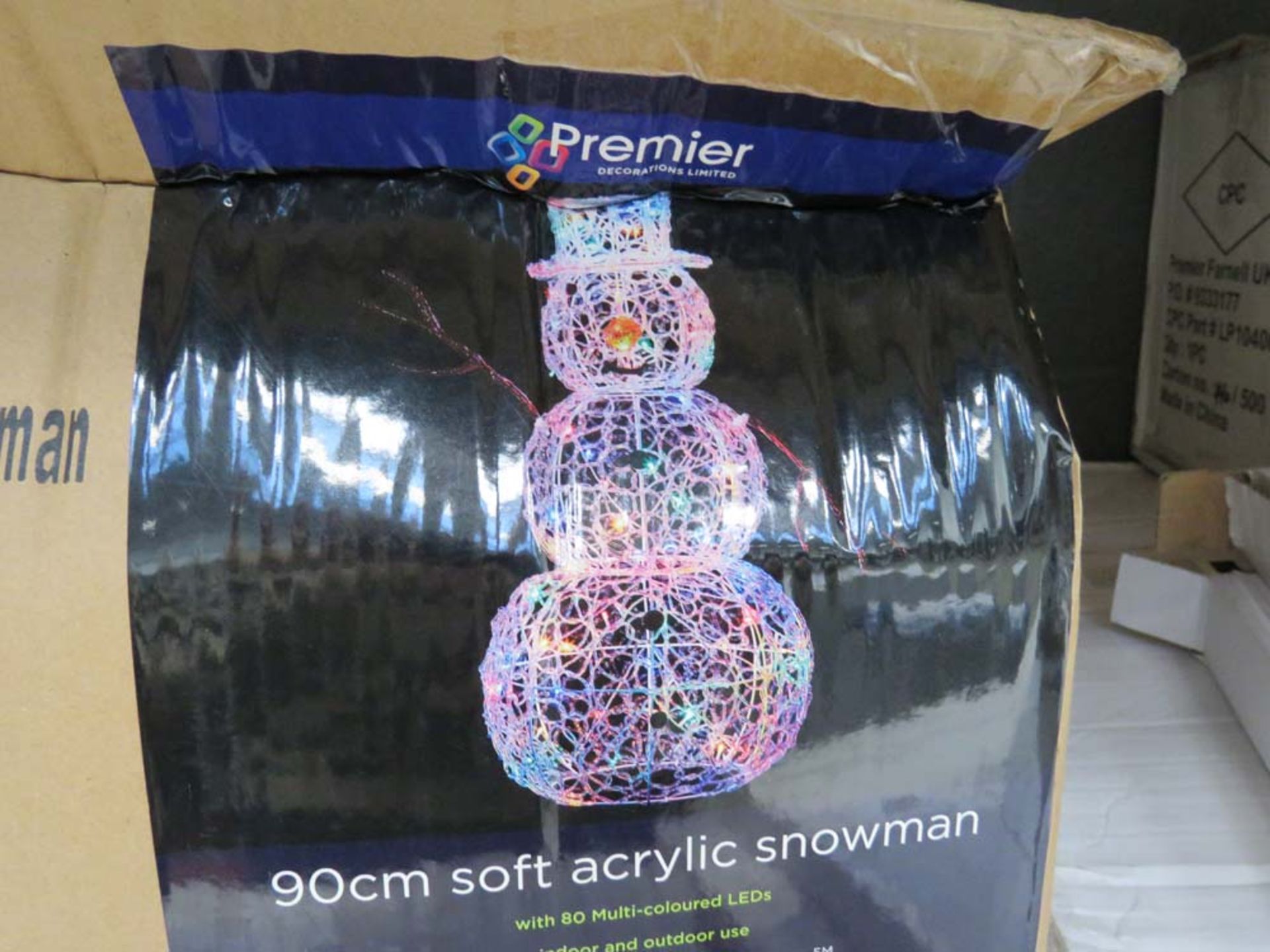 90 cm lit soft acrylic snowman plus a large outdoor Christmas light - Image 2 of 2