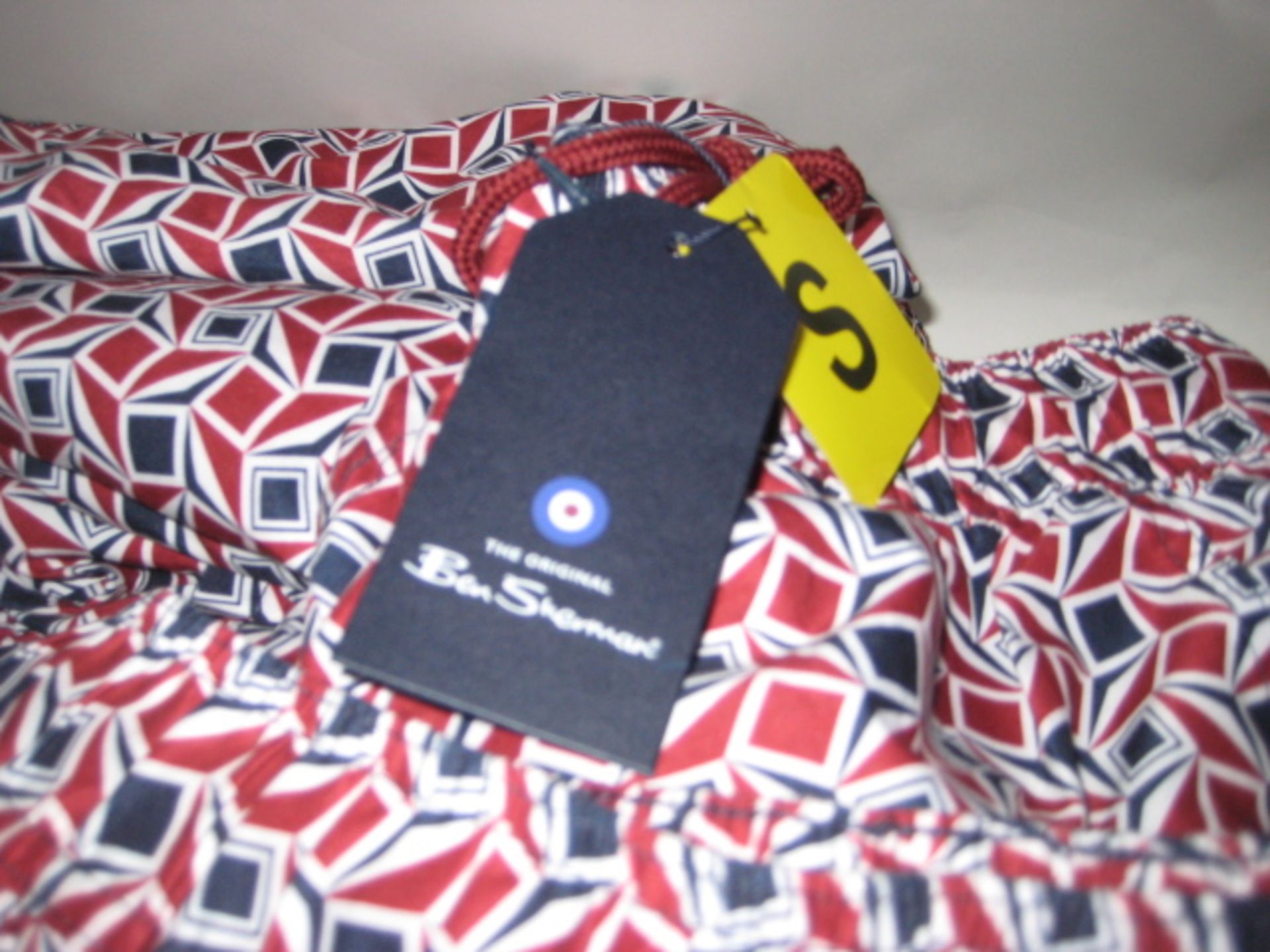 Bag containing 26 pairs of Ben Sherman gents swimming trunks in a geometric pattern design in - Image 2 of 2