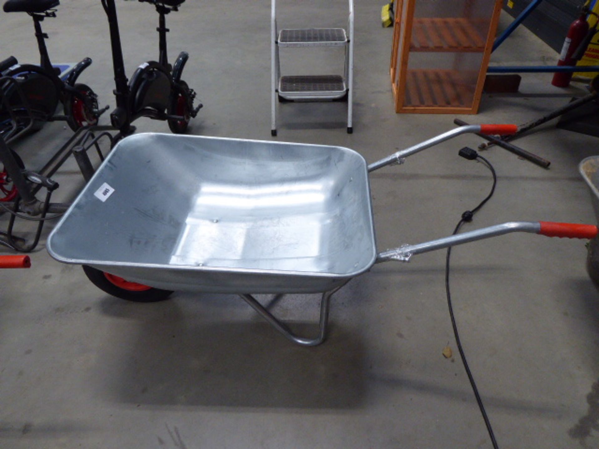 Galvanized wheelbarrow