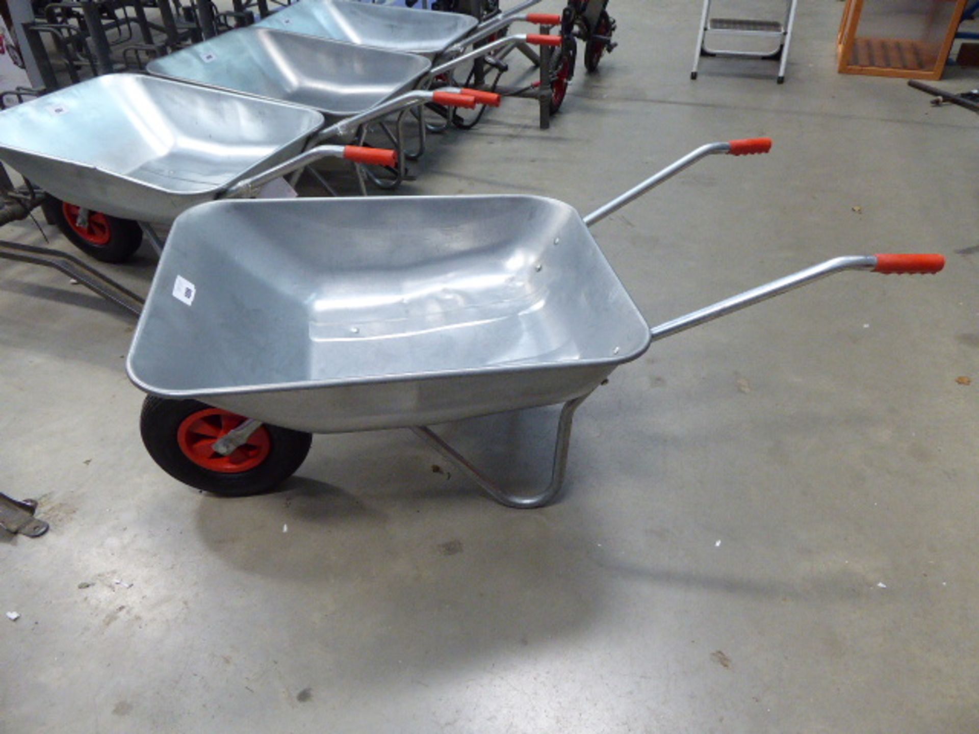 Galvanized wheelbarrow