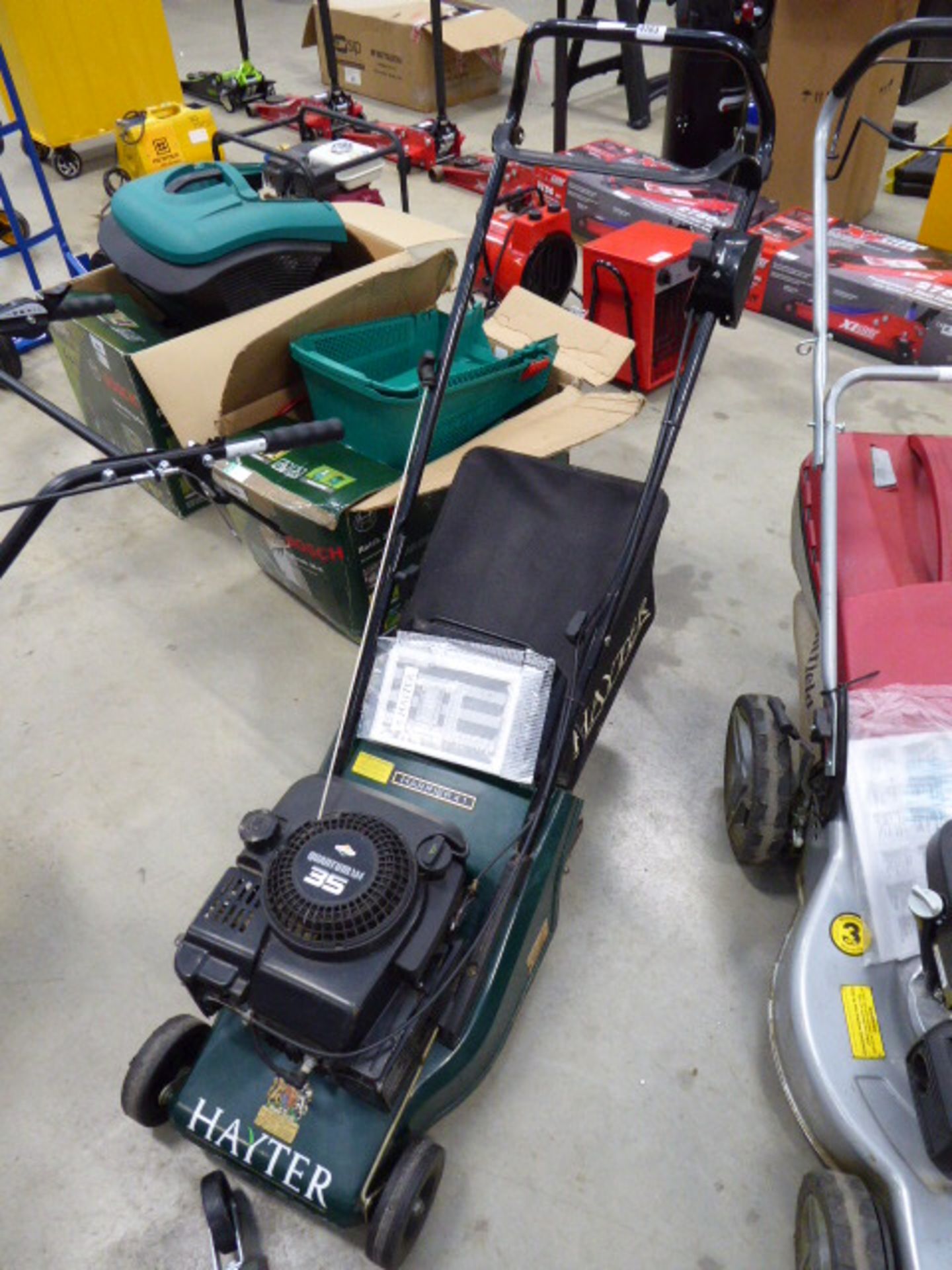 Hayter Harrier 41 petrol powered rotary mower with grassbox