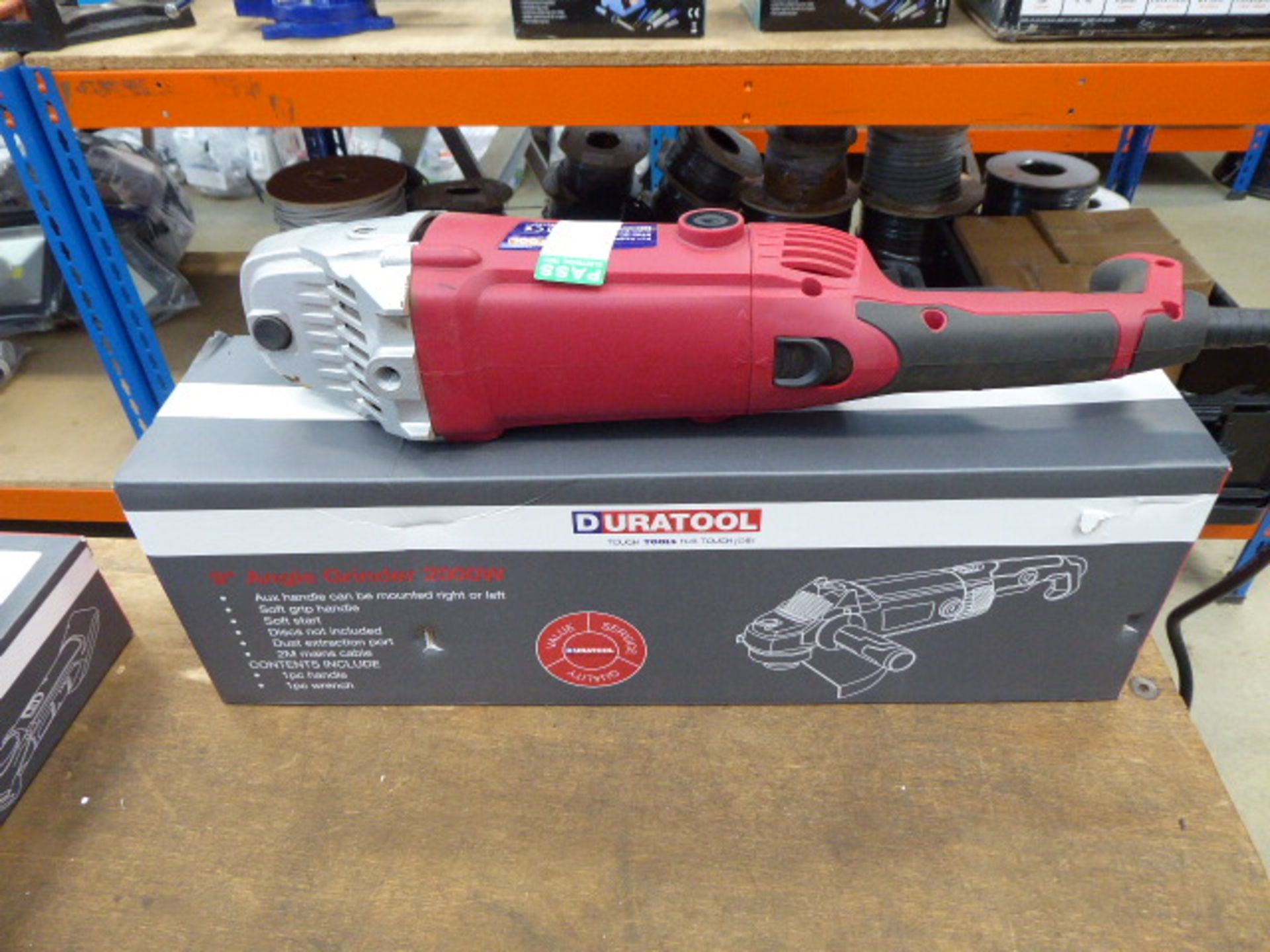 Boxed 9'' Duratool angle grinder