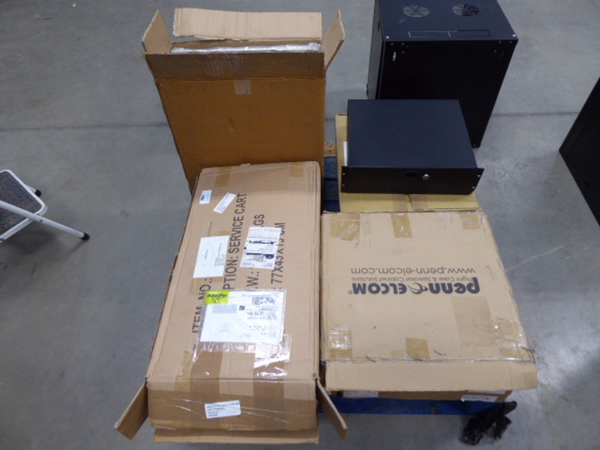 Pallet of comms cabinet parts