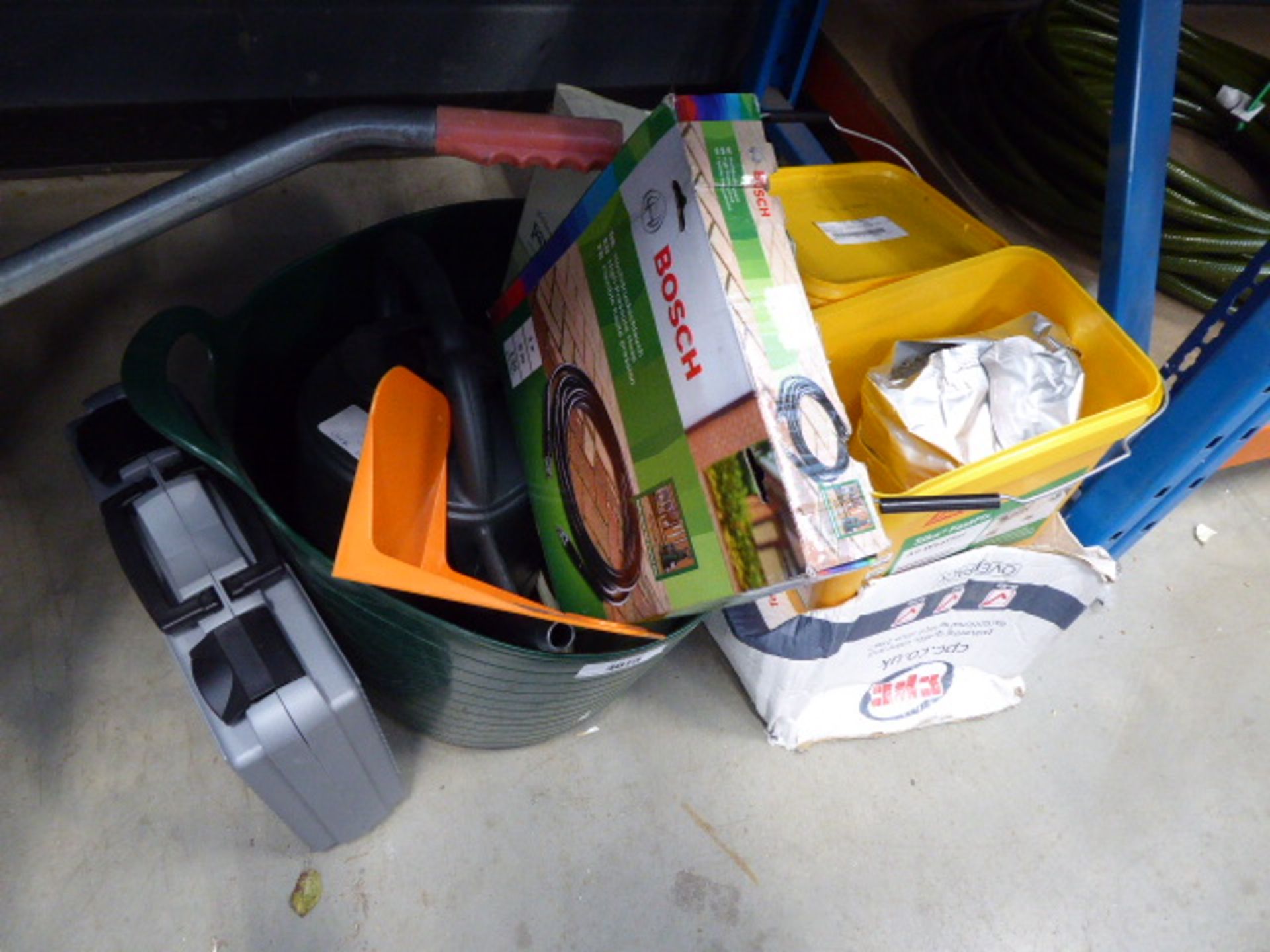 All weather self setting paving compound, paraffin heater, green trug, wheelbarrow, brushers, - Image 2 of 2