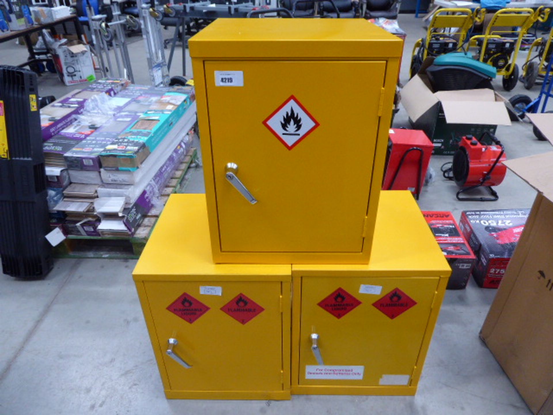 3 small chemical cabinets