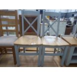 2 x Suffolk Grey Painted Oak Crossback Chair With Wooden Seat (19)