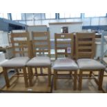 4 x Rustic Oak Slat Back Chair With Fabric Seat (66)