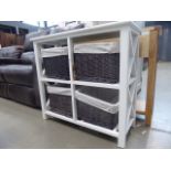 Monaco White Wicker 3 Drawer 6 Basket Unit (122)