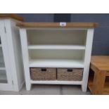 5107 Suffolk White Painted Oak Small Wide Bookcase (26)