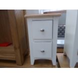 Gloucester White Painted Oak Narrow 2 Drawer Bedside Table (69)