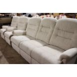 (2217) Beige upholstered lounge suite comprising 3 seater sofa, matching electrically reclining