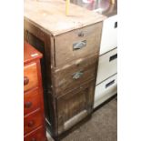 Early 20th Century wooden office pedestal with 2 drawers and cupboard storage below