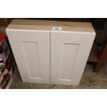 (2496) Light oak effect and white double door bathroom cabinet