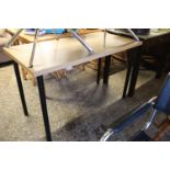 Light oak effect desk with tubular metal legs