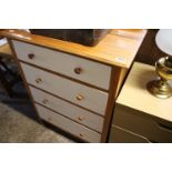 Light oak 4 drawer chest with white drawer fronts