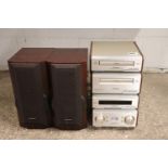 Technics stack incl. CD player, stereo cassette deck, stereo tuner and stereo amplifier with pair of