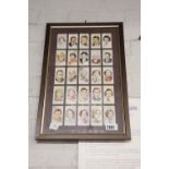 Framed set of players cigarette cards