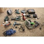 Box of electrical powered tools incl. Black + Decker 0.5'' hammer drill, heat gun, Einhell global