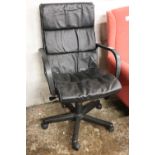 (2078) Black upholstered swivel office armchair