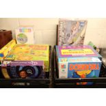2 crates of puzzles and games