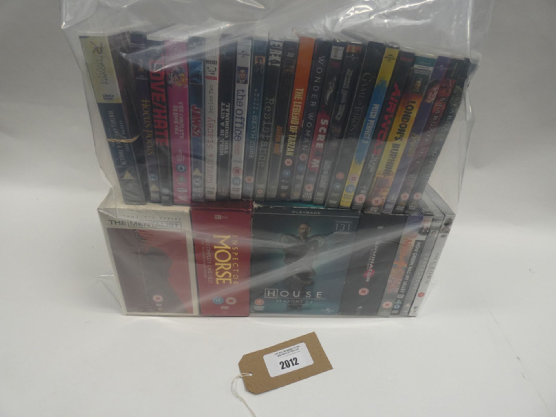 Bag containing quantity of DVD and Blu-Ray films/boxsets