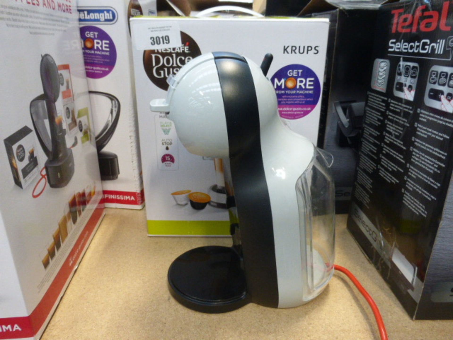 A boxed Nescafe Dolce Gusto Mini Me coffee machine