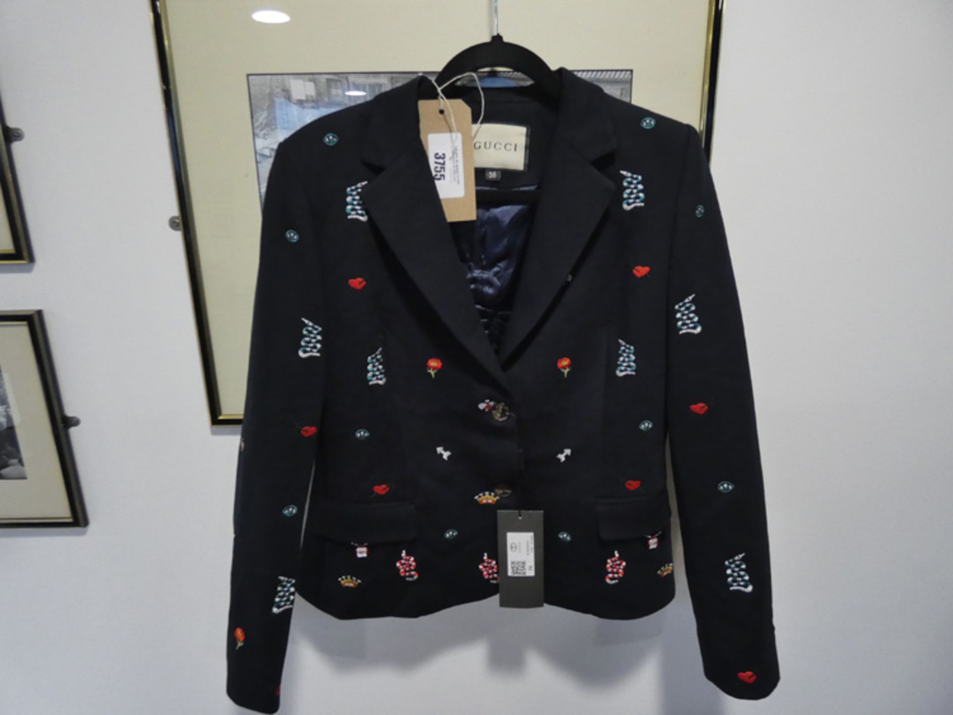 Gucci dark blue embroidered jacket Size M