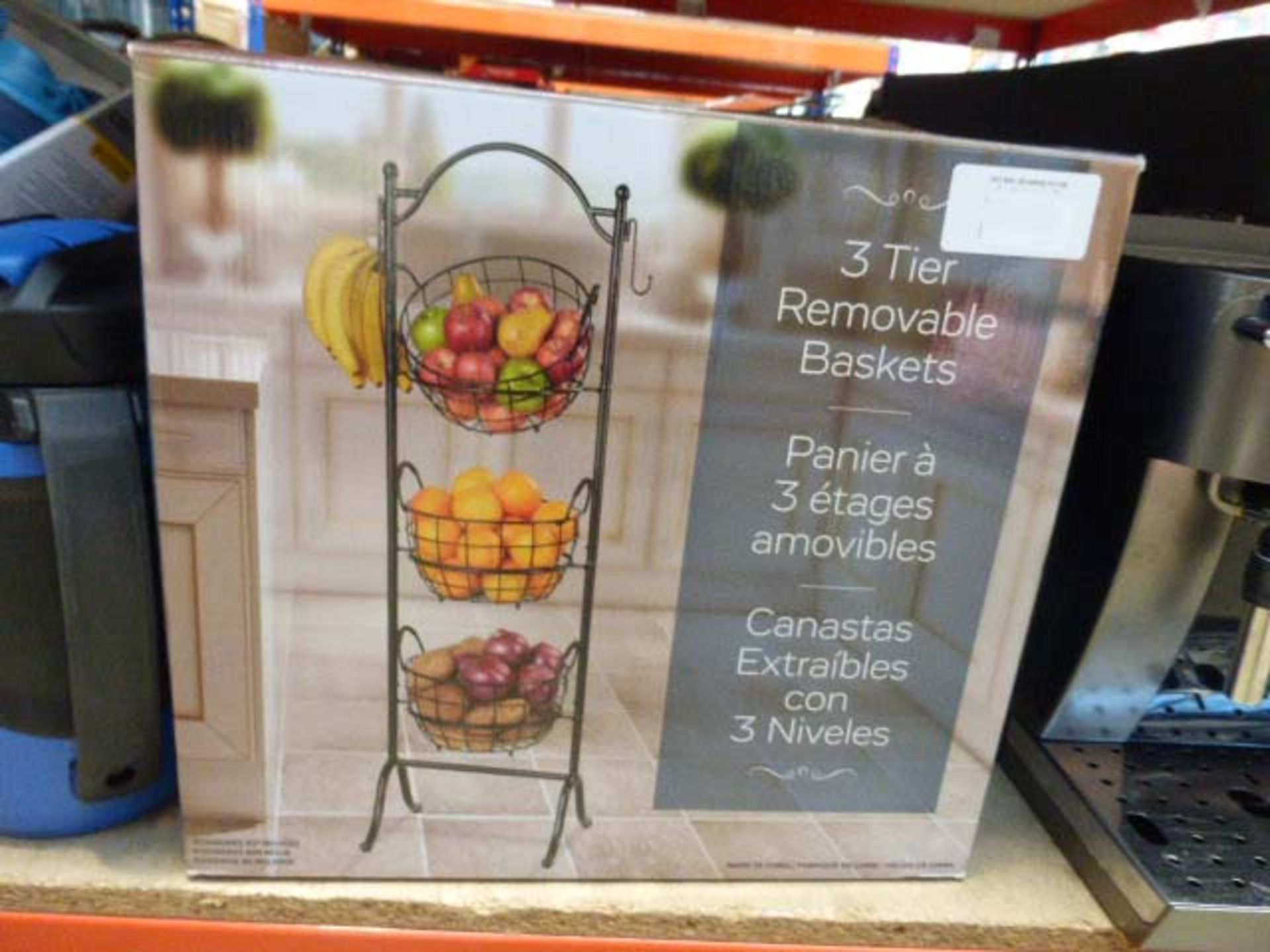 Boxed 3 tier fruit basket stand