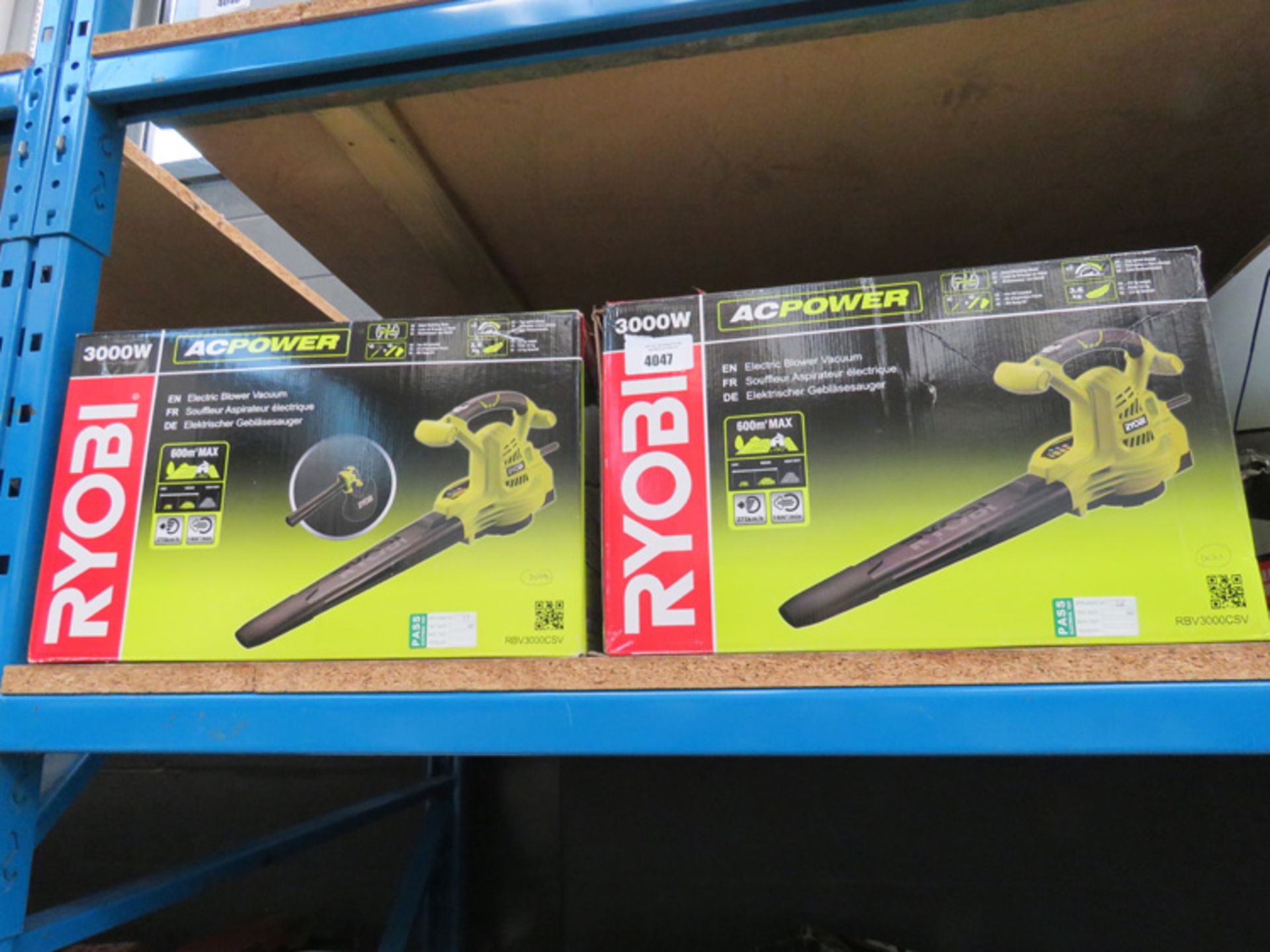 2 boxed Ryobi electric blow-vacs